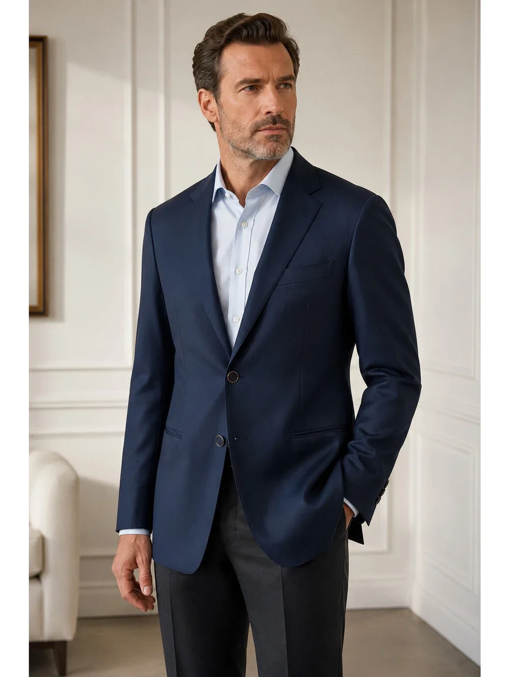 Brioni Nomentano Navy Blue Wool Blazer Sport Coat Mens US 50L Italy READ